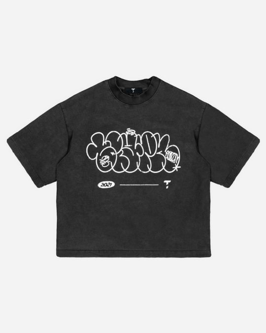 Washed Black Graffiti Tee