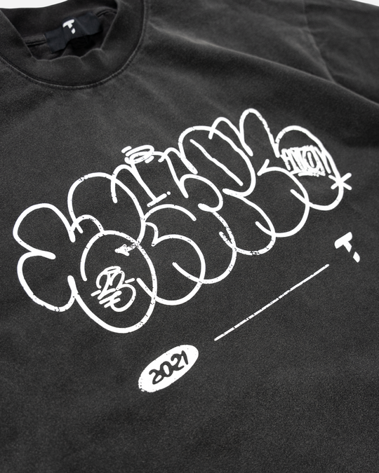 Washed Black Graffiti Tee